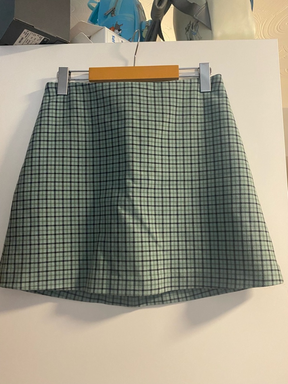 🌱Wilfred Plaid A-Line Mini Skirt in Mint Green